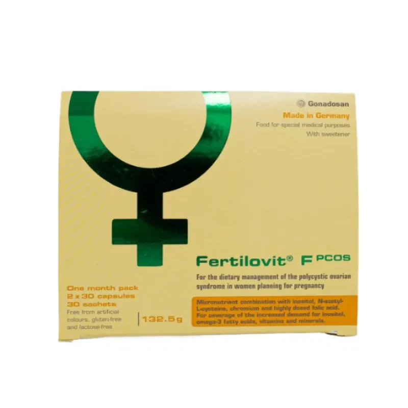 FERTILOVIT® F PCOS auglības veicināšana sievietēm ar policistisko olnīcu sindromu, 2 x 30 kapsulas un 30 paciņas