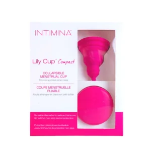 INTIMINA Lily Cup Compact salokāma menstruālā piltuve tumši rozā ar uzglabāšanas kārbiņu