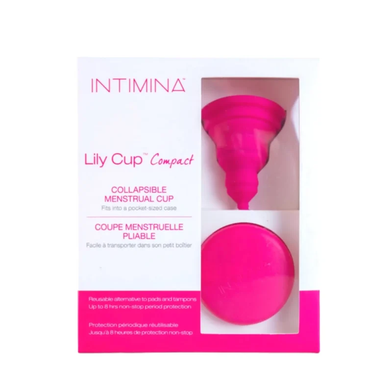 INTIMINA Lily Cup Compact salokāma menstruālā piltuve tumši rozā ar uzglabāšanas kārbiņu