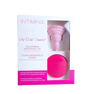 INTIMINA Lily Cup Compact salokāma menstruālā piltuve gaiši rozā ar uzglabāšanas kārbiņu